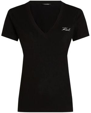 Karl Lagerfeld Signature Tシャツ - ブラック