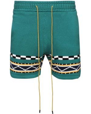 Rhude Bateau Intarsia-Knit Shorts - Blue