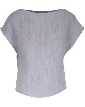 Twp Simple T Boat-Neck Cap-Sleeve Top - Grey