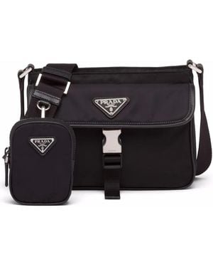 Prada Borsa A Spalla Con Fibbia - Nero