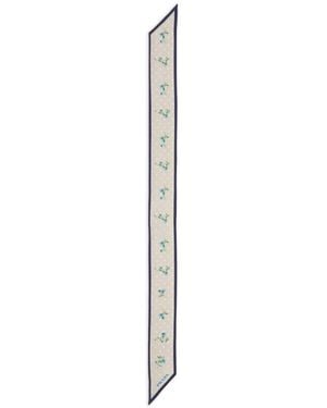 Prada Printed Silk Twill Skinny Scarf - White