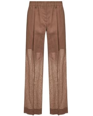 Brunello Cucinelli Pantalon Ample À Design Plissé - Brown