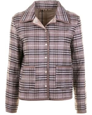 Seventy Karierte Jacke mit Brusttasche - Grau