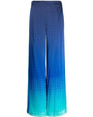 CASABLANCA The Night View Silk Wide-Leg Pants - Blue