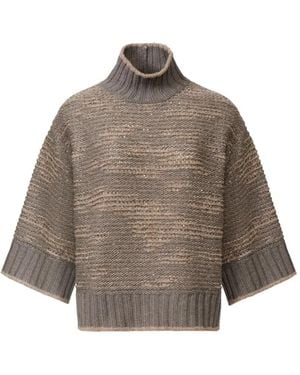 Fabiana Filippi Sequin-Embellished High-Neck Jumper - Brown