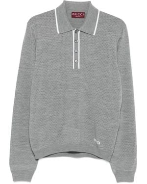 Gucci Polo perforado - Gris