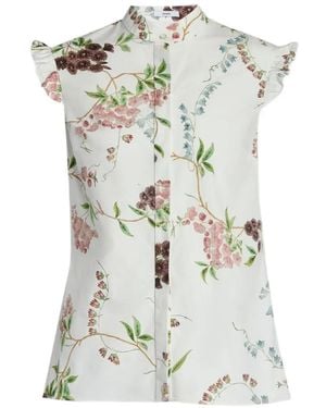 Erdem Ruffled Floral-Print Shirt - White
