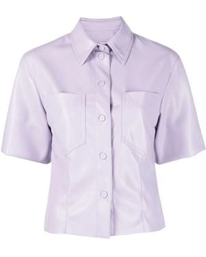 Nanushka Sabine Coated Short-Sleeve Shirt - Purple
