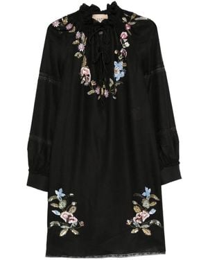Valentino Garavani Floral Embroidered Dress - Black