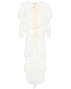 Siedres Aphelia Lace Ruffled Midi Dress - White