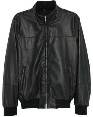 Enrico Mandelli Zip-Up Leather Jacket - Black