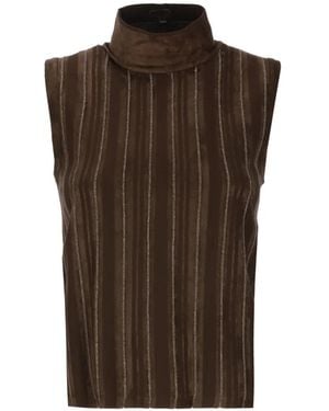 D.exterior Stripe-Pattern Sleeveless Top - Brown