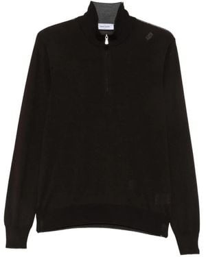Gran Sasso Polo De Punto Con Media Cremallera De Manga Larga - Negro