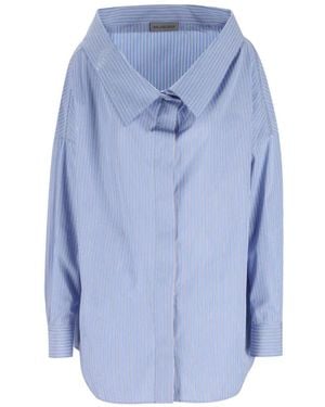 Balenciaga Swing Vertical-Stripe Shirt - Blue