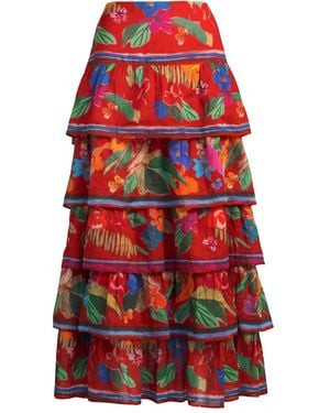 Marie Oliver Falda larga Christie con estampado floral - Rojo