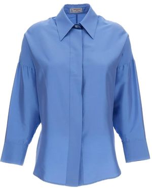 Alberto Biani Concealed-Front-Fastening Long-Sleeve Shirt - Blue