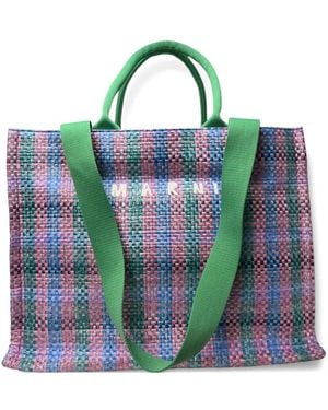 Marni Woven Shopping Tote Bag - Green