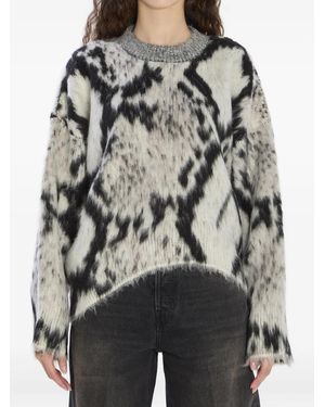 The Attico Gerippter Pullover mit Python-Print - Grau