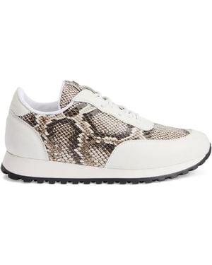 Giuseppe Zanotti Jim Snakeskin Leather Trainers - White