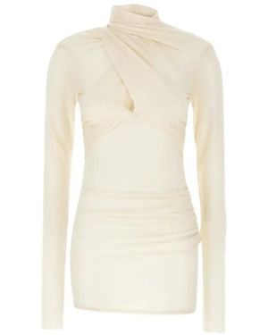 Entire studios Draped Ruched-Detail Mini Dress - White