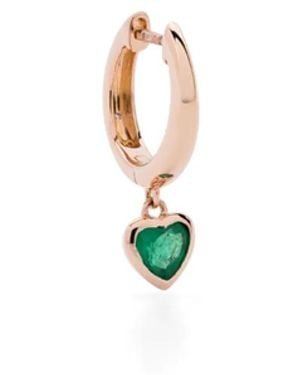 SHAY Pendiente Heart En Oro De 18 Ct Con Esmeralda - Blanco