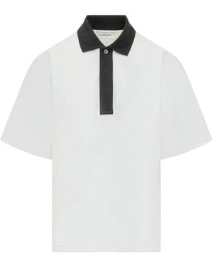 Lanvin Short-Sleeved Polo Shirt With Knitted Collar - Weiß