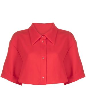 Viktor & Rolf Crepe Cropped Organic-Cotton Shirt - Red