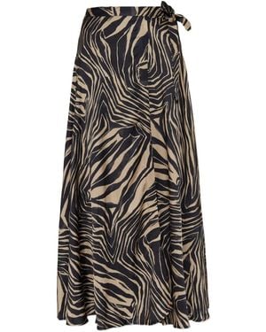 Munthe Lovella Zebra-Print Wrap Skirt - Black