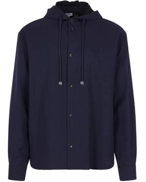 Loewe Anagram Hooded Shirt - Blue