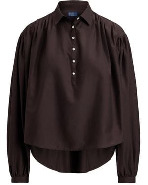 Polo Ralph Lauren Collared Long-Sleeved Blouse - Black