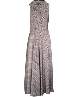 Vince Plaid Cowl-Neck Dress - Grey