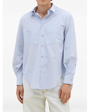 Eckhaus Latta Asymmetric-Hem Patch-Pocket Shirt - Blue