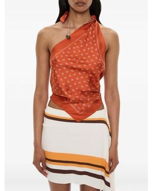 Christopher Esber Bandana-Print Scarf-Tie Top - Orange