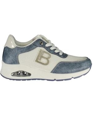 Laura Biagiotti Logo-Embellished Denim-Effect Trainers - Blue