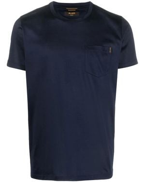 Moorer Satin Crew-Neck Cotton T-Shirt - Blue