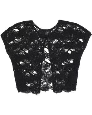 Kangra Perforated Crew-Neck Jumper - Black