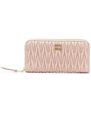 Miu Miu Matelassé Leather Wallet - Pink