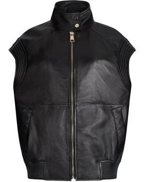 Liu Jo Oversized Leather Gilet - Black