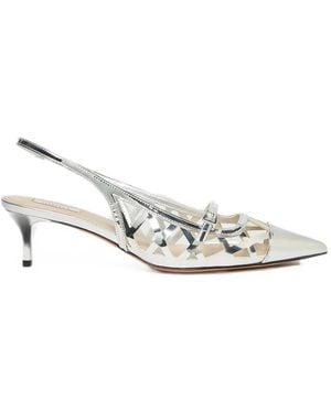 Manila Grace Cut-Out Slingback Court Shoes - White