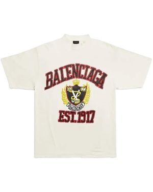 Balenciaga University Crest Logo-Print T-Shirt - White