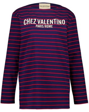 Valentino Garavani Striped Logo-Print T-Shirt - Purple