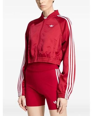 adidas Satin Sst Side-Stripe Bomber Jacket - Red