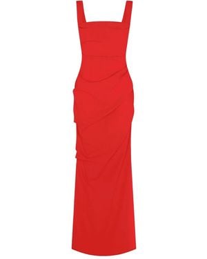 Paris Georgia Basics Square-Neck Draped Maxi Dress - Red