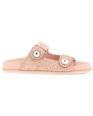 Jimmy Choo Tweed Pearl Fayence Sandals - Pink