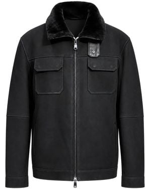 Poche Paris Shearling-Collar Pocket-Detail Jacket - Black