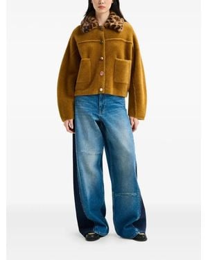 Essentiel Antwerp Cardigan Crop À Motif Léopard - Bleu