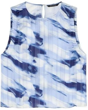 ARMANI EXCHANGE Haut Crop Sans Manches À Imprimé Abstrait - Bleu