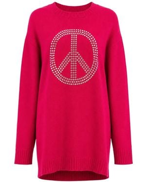 Moschino Kristallverziertes Kleid Mit Friedenszeichen - Pink