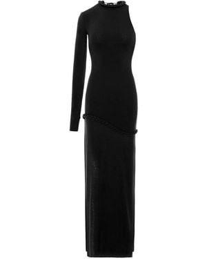 MANURI Candy One-Sleeve Braided-Detail Maxi Dress - Black