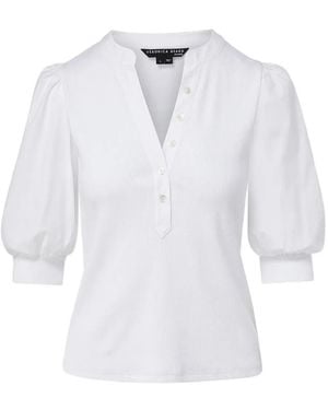 Veronica Beard Top Coralee con cuello en V - Blanco